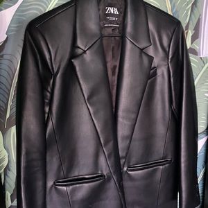 Zara faux leather oversize blazer